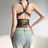 Spice Girl Style Retro Leopard Print Chest Cross Beautiful Back Hollow and Thin Suspenders European and American Fashion Versatile Slim Small Vest