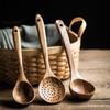 4/7Pcs Teak Natural Wood Tableware Spoon Ladle Turner Long Rice Colander Soup Skimmer Cooking Spoons Scoop Kitchen Tool Set
