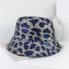 New leopard print sequined bucket hat men's personality trendy double-sided sunshade basin hat outdoor sunscreen hat