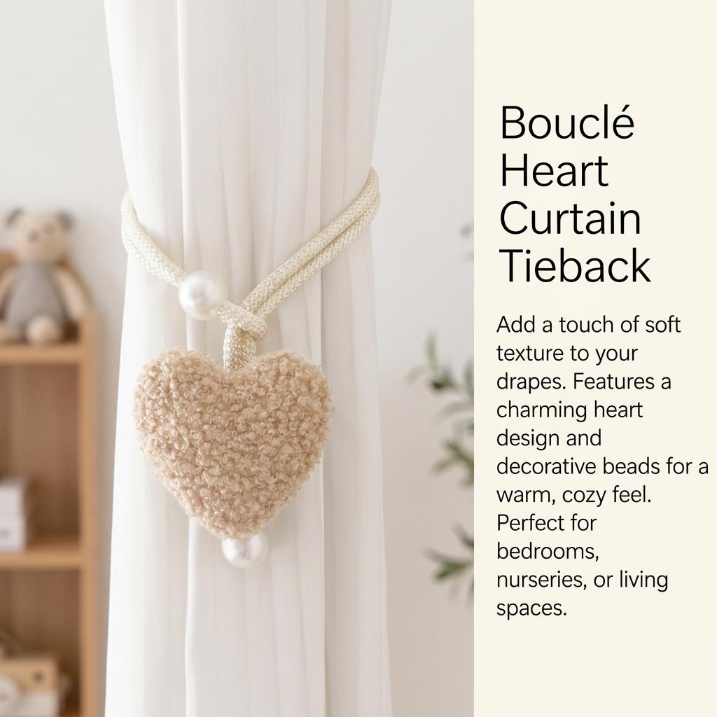 Curtain Tie Backs With Heart Shape And Pearl Pendant For Kids Room Decoration