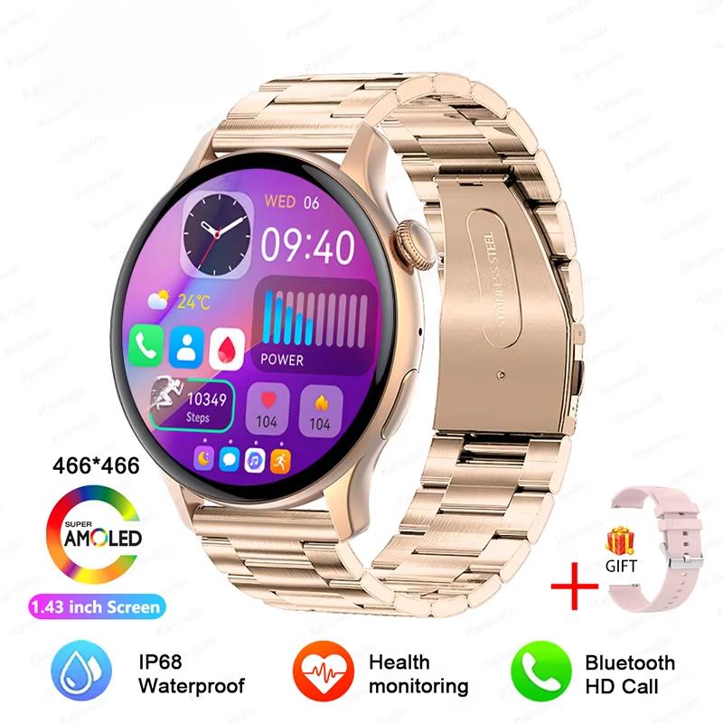 2025 New NFC GPS Smart Watch Women AMOLED Always On Display BT Call Heart Rate Blood Pressure Fitness Track Smartwatch 66*466 HD Screen