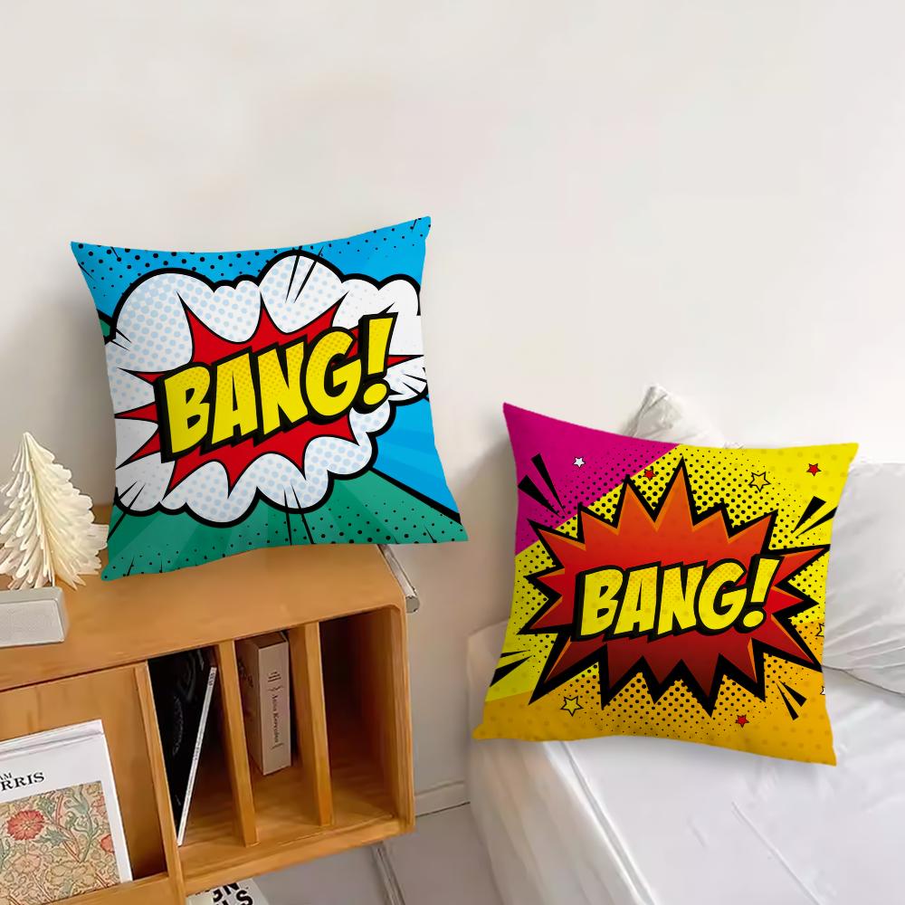 Art Pop BANG WOW BOOM POW cushion cover Pillow Cover Home Sofa living Decoration Room  Office Car Nordic Simplicity
