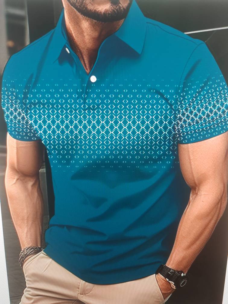 Must-Have: Sketch Print Half-Zip Short Sleeve Polo, Casual Style