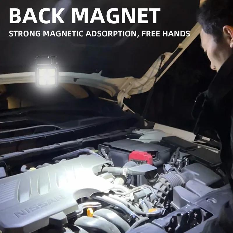 Mini LED Flashlight Magnetic COB Outdoor Camping Pocket Work Light  USB Rechargeable Emergency Light