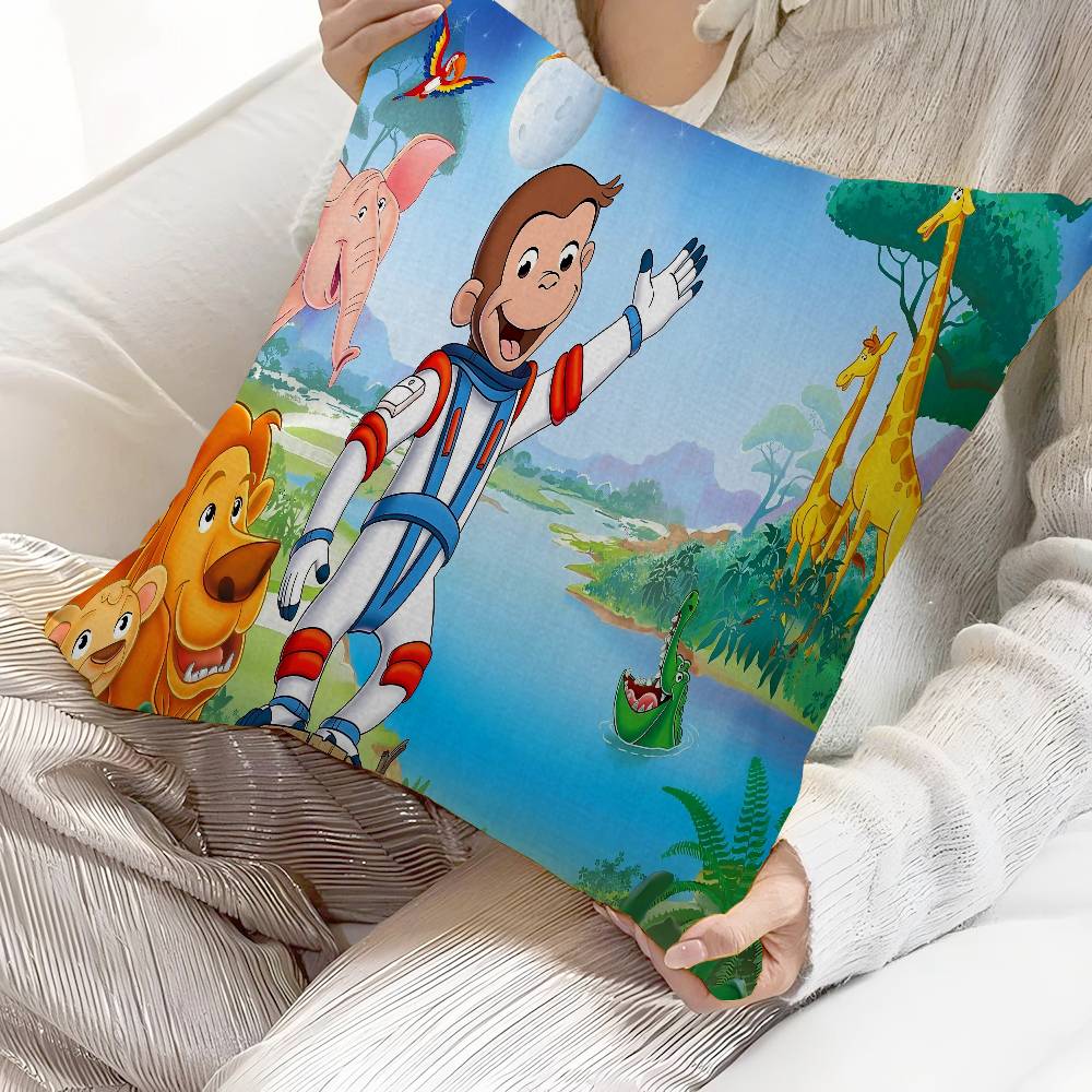 Curious G-George Cartoon Lucky Dragon Pillow Cover Sofa Cushion Cover Home Room Decoration Children Gift