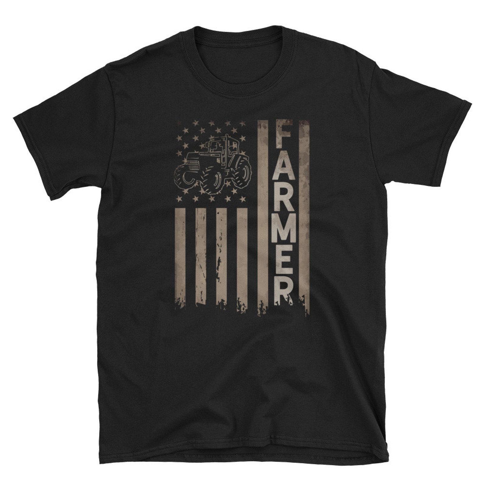 Farmer American Flag T Shirt Farming USA Gift Fourth July 4th Tee 3XL