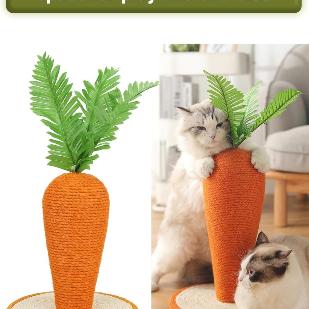 Cat Scratching Post, Carrot Shape Cat Scratching Boad, Nature Sisal Cat Scratcher for Indoor Cats and Kittens Training Climbing