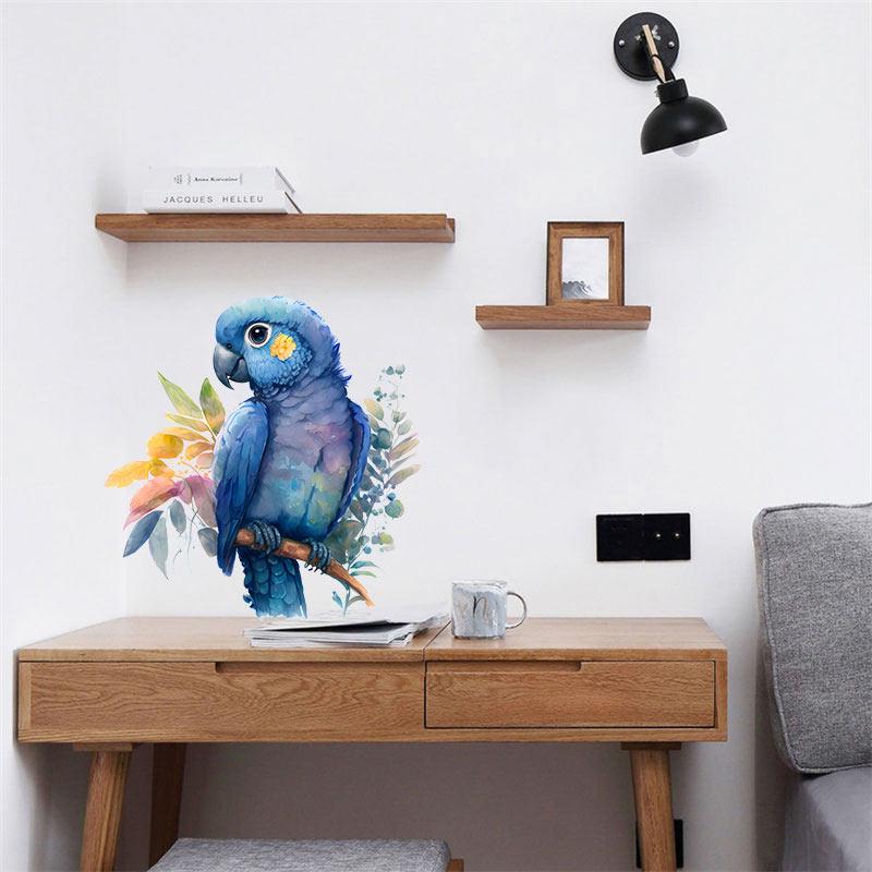 Hand Painted Parrot Wall Sticker For Home Decoration Waterproof Sticker Toilet Living Room Cabinet Refrigerator Home Decals M413