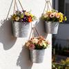 Metal Wall Planter Vintage Design Hanging Bucket Farmhouse Look Rustic Floral