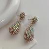 Women Gold Plated Alloy Full Rhinestone Water Drop Dangle Earrings Long Hanging Jewelry