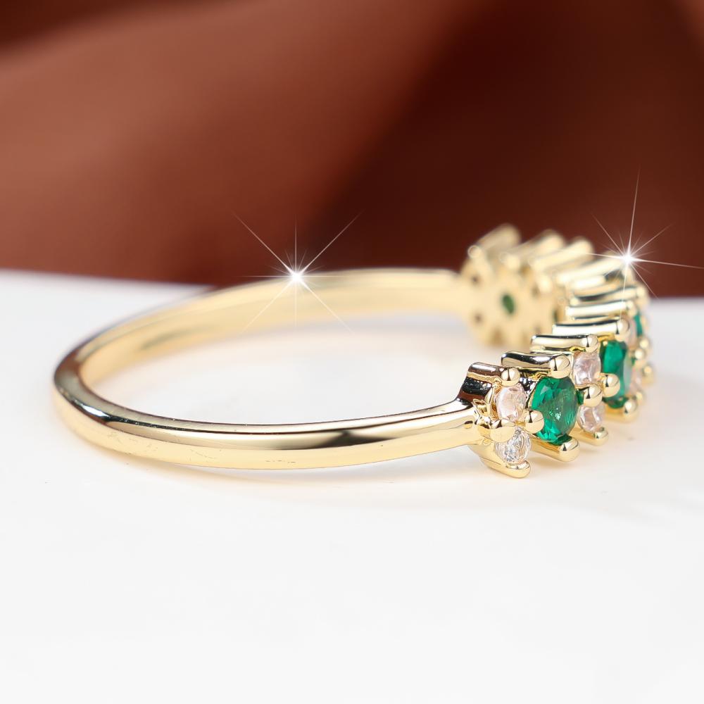 Elegant Two Color Optional Band Ring for Women Green White Zircon Banquet Fashion Jewelry Gift