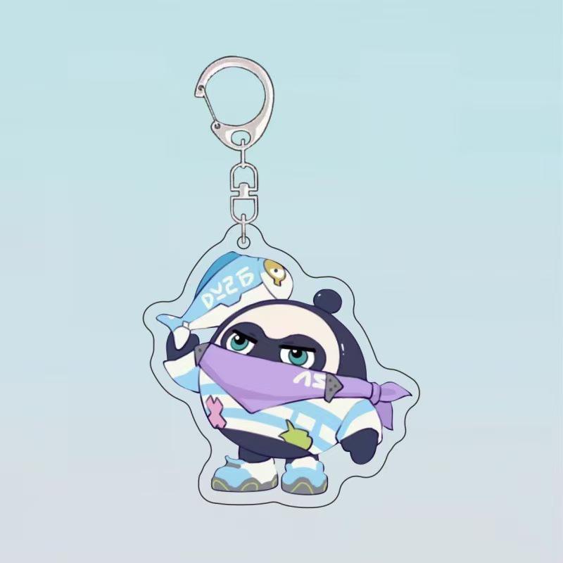 Egg Party Arena Q Keychain: Cute Cartoon Acrylic Game Pendant Backpack Charm