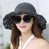 Women's Summer Handmade Crochet Straw Hat with Floral Pattern, Wide Brim Sun Hat, Hollowed-out, Foldable, Sun Protection Beach Fisherman Hat