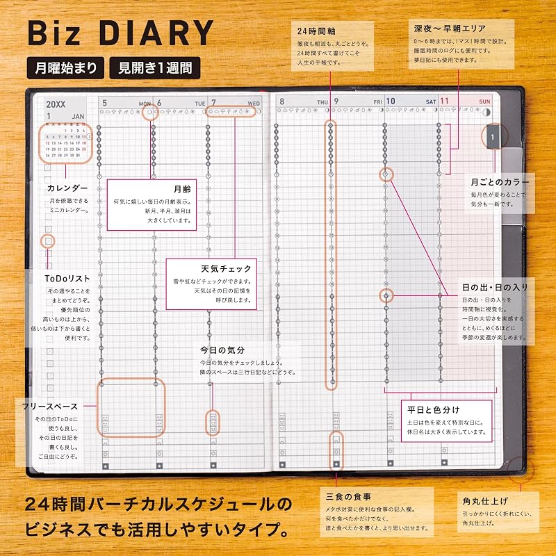 KOKUYO Jibun Techo Biz Planner 2027 Monthly/Weekly A5 Slim Matte Black (Ni-JB1D-27) - Starts December 2026