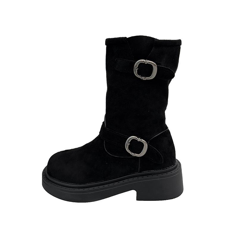 Martin Boots Women's Spring and Autumn Single Boots with Skirt British Style 2025 New Thick-soled Buckle Boots Stacking Locomotive Short Boots