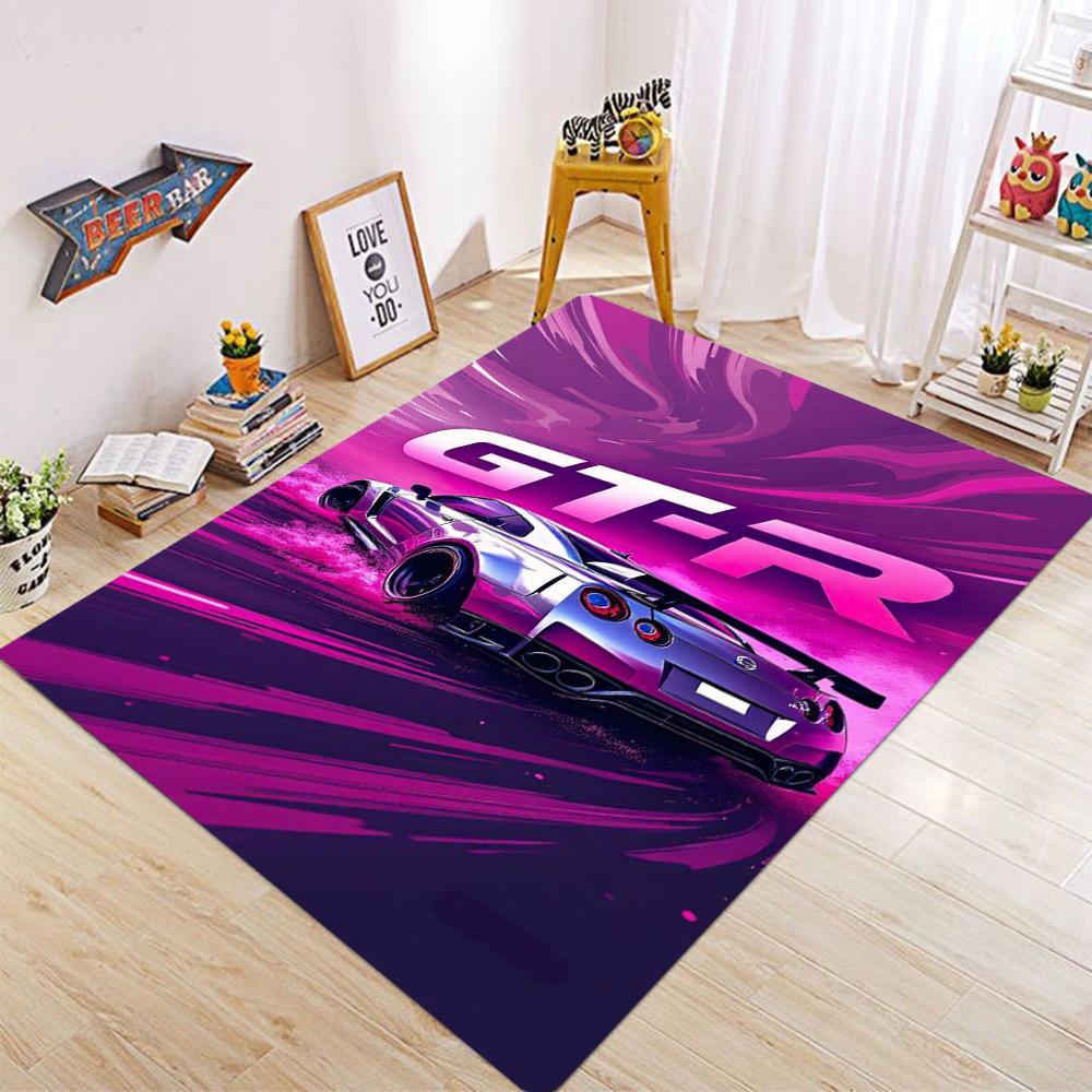 Sports Car Lightning Water Splash Carpet Skyline Rug for Home Decoration Orange Blue Mat Bedroom Decor Carpets for Living Room