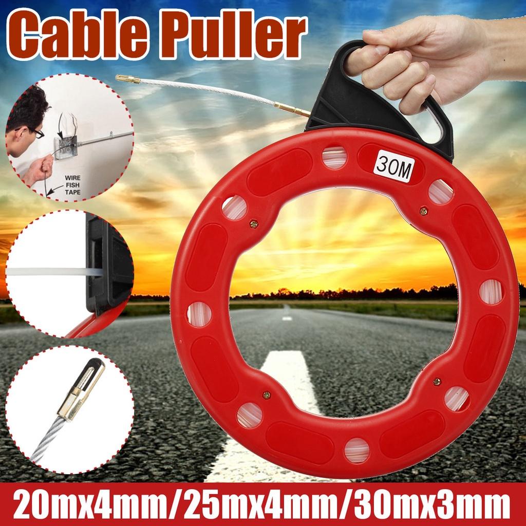 New Fiberglass Fish Tape Reel Puller Conduit Ducting Rodder Pulling Wire Cable Red Ducting Rodder Pulling Wire Cable Puller Nylon Fiberglass +ABS