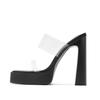 Transparent High Heels Women's Summer Waterproof Table One-and-a-half Drag Sexy Open-toed Slippers Banquet Catwalk Sandals