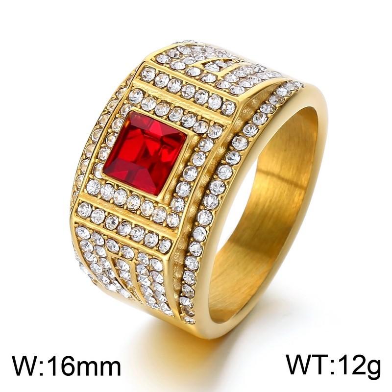 Affordable Luxury Men's Hip Hop Stainless Steel Ring Exquisite Rhinestone Ring