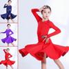 Long Sleeve Latin Dance Dress Glossy Latin Performance Costume  Competition