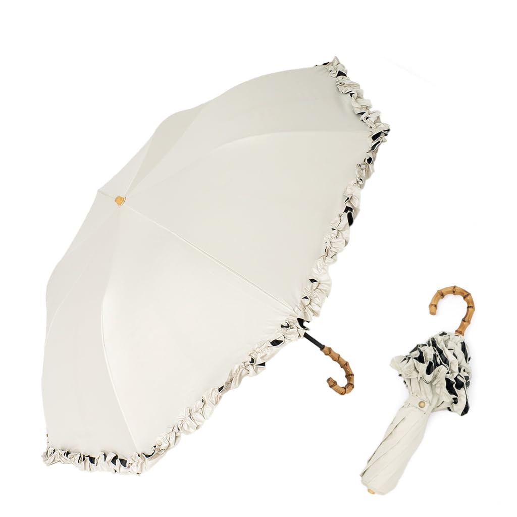 

Короткий зонт Vita Felice для женщин, как в солнечный, так и в дождливый день [VITAFELICE] 2-складной (для дней/ребра 55см) пру-30176z (рюш белый)