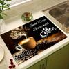 1Pcs  Rubber Drying Mat With Coffee Themed Print  For Coffee Shop Restaurant Kitchen Carpet Tableware Durable Diatom Mud Table Mat Pet Mat Coffeeware