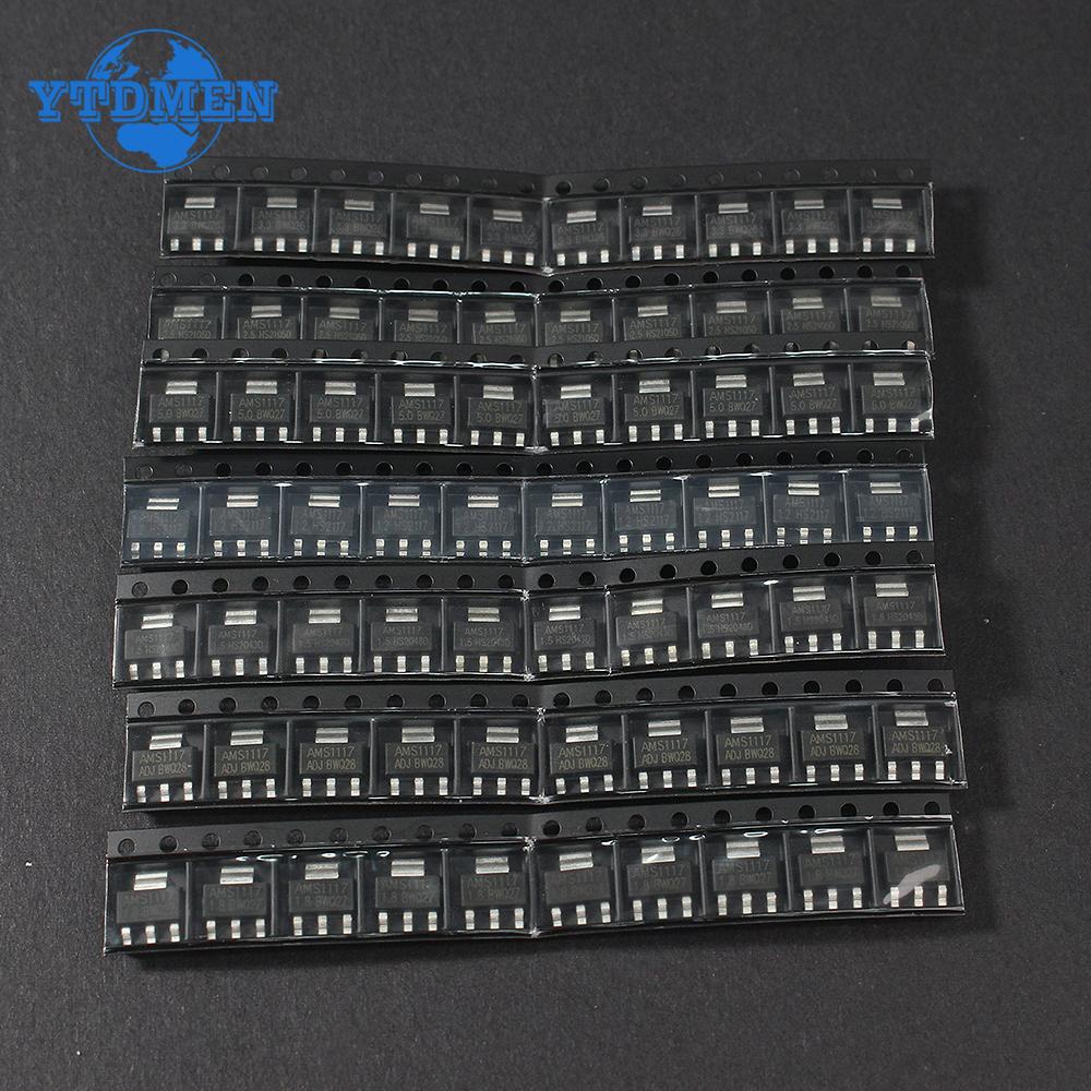 Kit regulador de tensão 70PCS AMS1117 SOT-223 AMS1117-3.3V AMS1117-ADJ AMS1117-5.0V AMS1117-2.5V AMS1117-1.8V AMS1117-1.5V 1.2V-5V