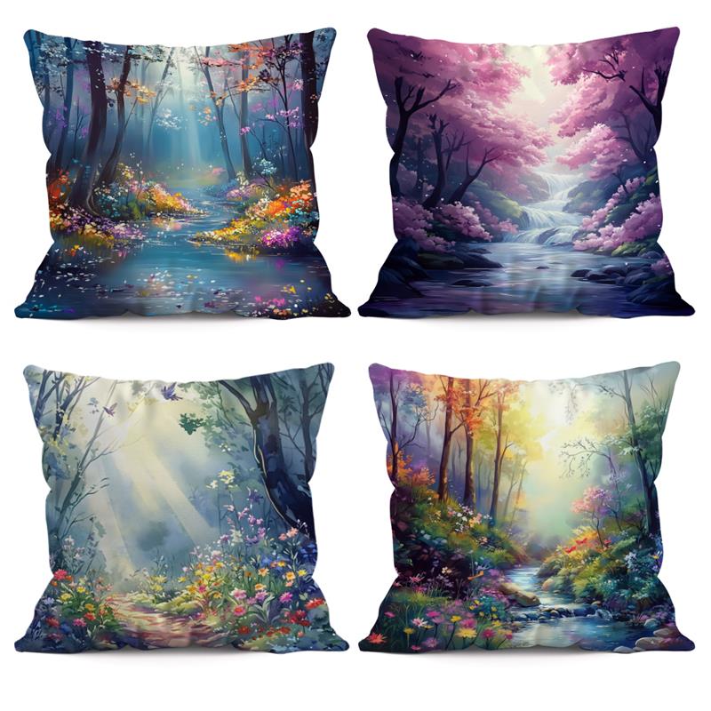 1 Pc Natural Landscape Pillow Cover For Home Living Room Bedroom Sofa Office Decorative Pillowcase Soft Throw Pillows 45*45 Cm
