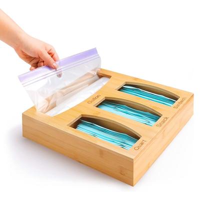 Schublade Bambus Aufbewahrungsbox Große Kapazität Ziplock-Beutel Lebensmittelaufbewahrungsbeutel Aufbewahrungsorganizer für Sandwiches Snacks Gallonen-Sortierbeutel