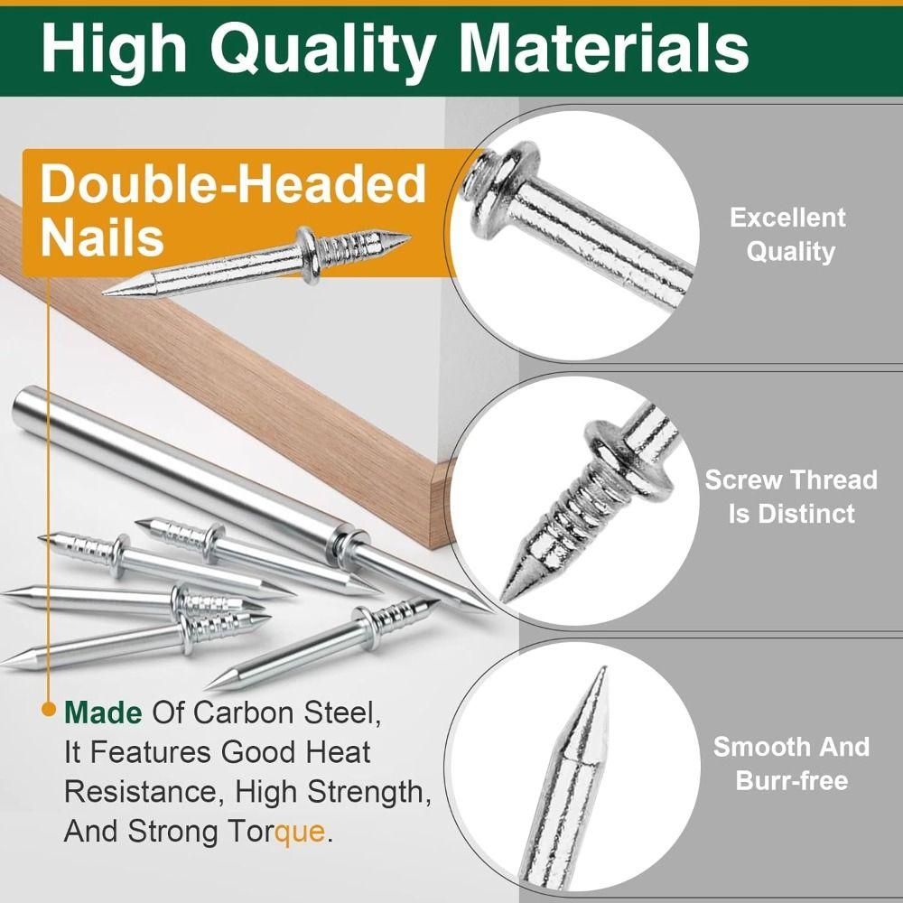 100Pcs with Sleeve Tools Seamless Nails Zinc Plated Corrosion Resistant Skirting Nails Double Head Thread Nails Woodworking