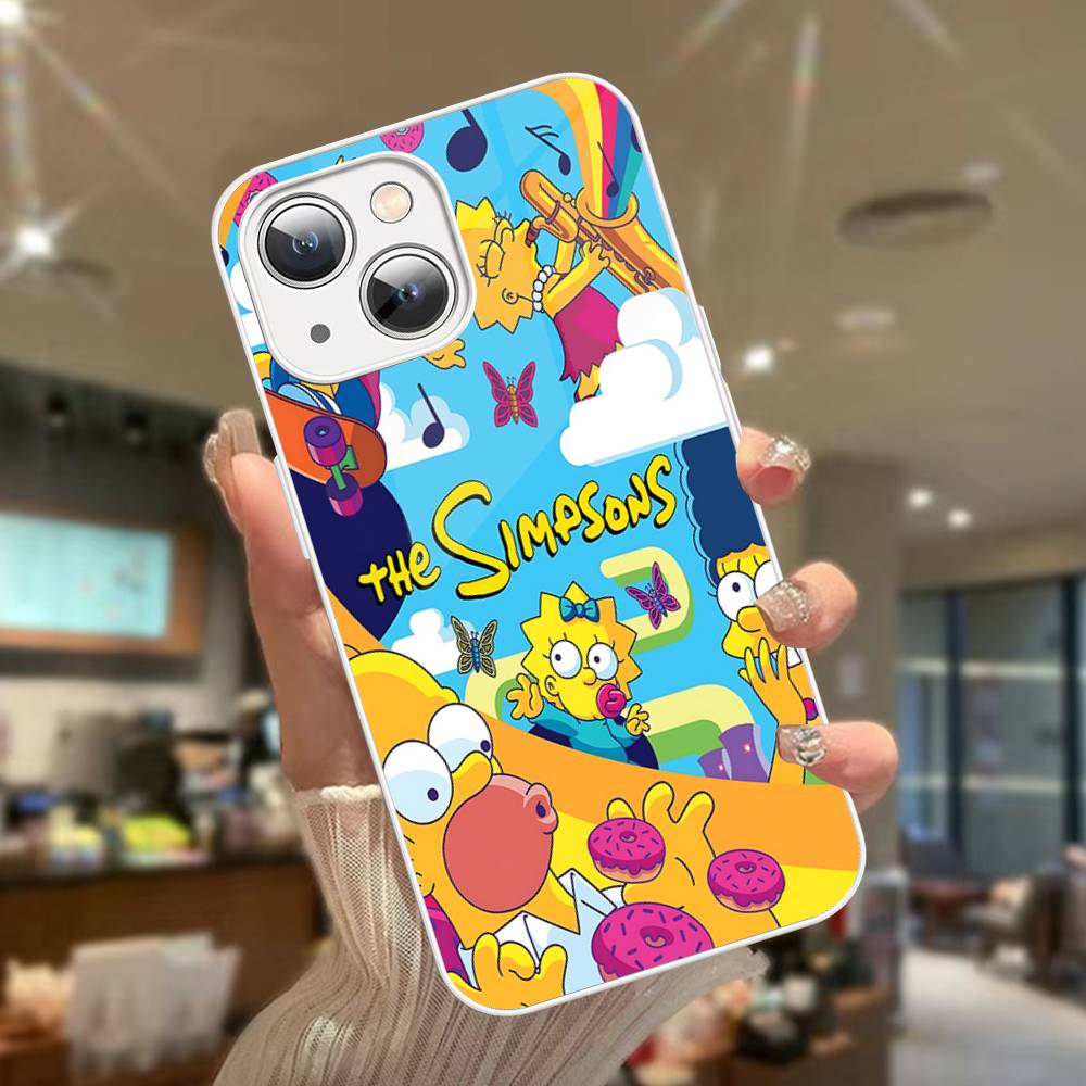Cartoon The S-Simpsons Tempered Glass For Iphone 14 13 12 11 Pro Mini XS MAX 14Plus X XS XR Cover