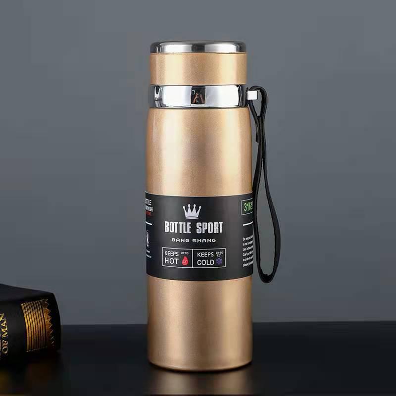 316 Stainless Steel Insulated Sports Water Bottle with Lanyard - Large Capacity
