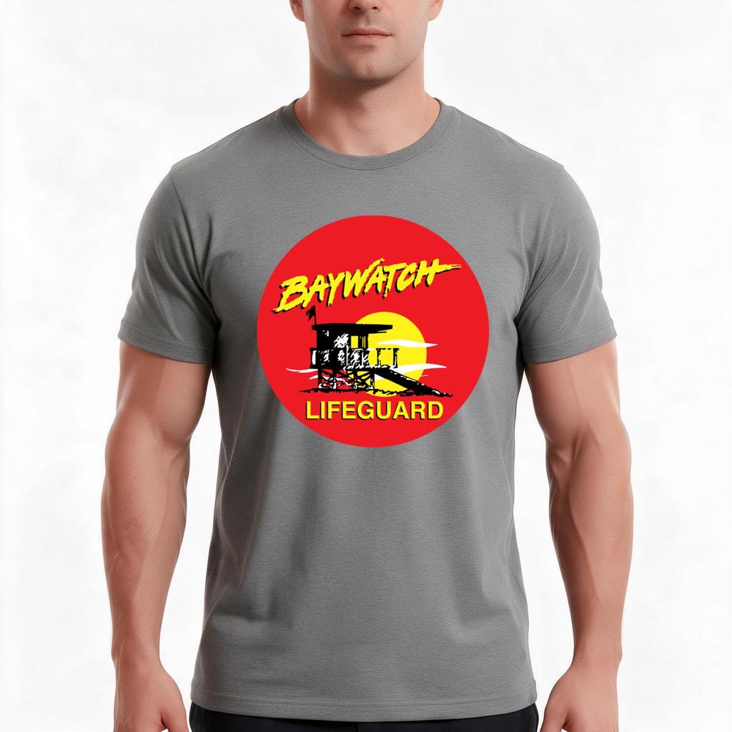 Baywatch Lifeguard T-Shirt Summer Casual Cotton Tee Oversized Streetwear Tops Vintage Graphic Print Loose Fit Short Sleeve