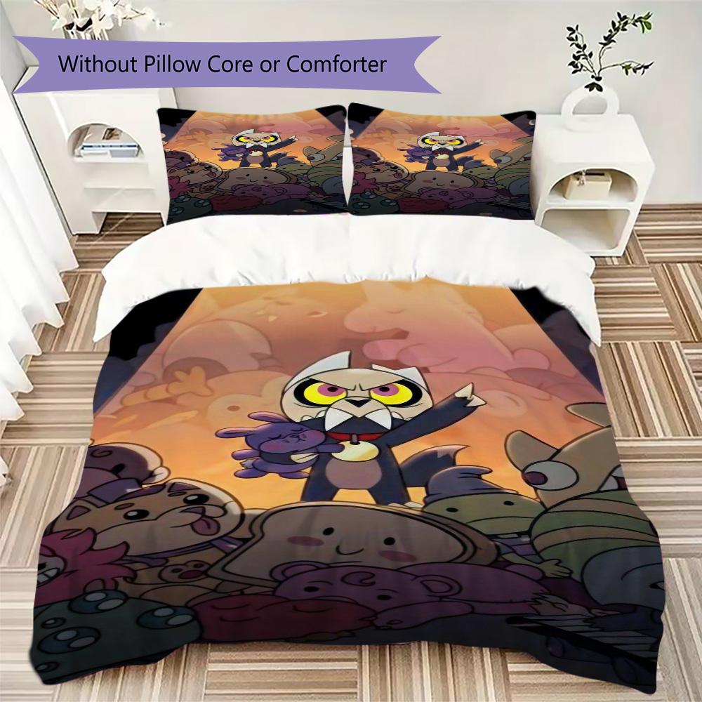 Cartoon Owls and Monsters Pattern Bedding,Quilt Set Quilt Cover Pillowcase Home Birthday Gift (1*duvet cover+2*pillowcase,without core)ZSJT0917245
