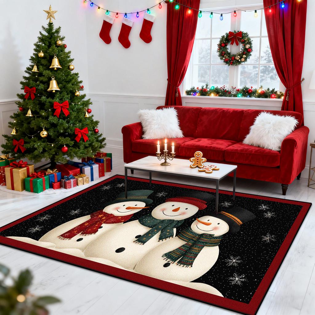 Christmas New Year Large Size Carpets Living Room Decoration Non-slip Sofa Area Rugs for Bedroom Cloakroom Floor Mat Washable