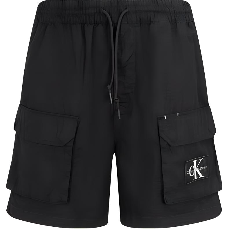 

Calvin Klein Letter Embroidered Drawstring Mid-Rise Fitted Casual Shorts Men shorts Space-Black J323188-BEH S