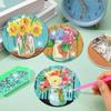 mrpwnle 8-Piece Diamond Art Coaster Kit - Flower Diamond Painting Coaster Kit with Holder, DIY Flower Diamond Art Coaster Kit for Beginners, Adults,