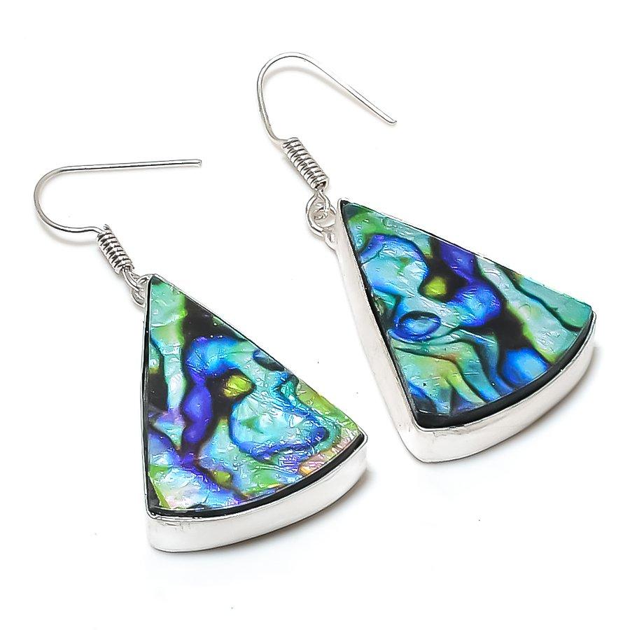 Natural Abalone Shell Gemstone 925 Sterling Silver Jewelry Earring 2.17 ETC-14073