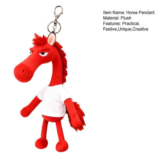 2026 Year of The Horse Plush Keychain Aloof Black Horse Auspicious Ornament Soft Bag Charm for Purse And Backpack Decor