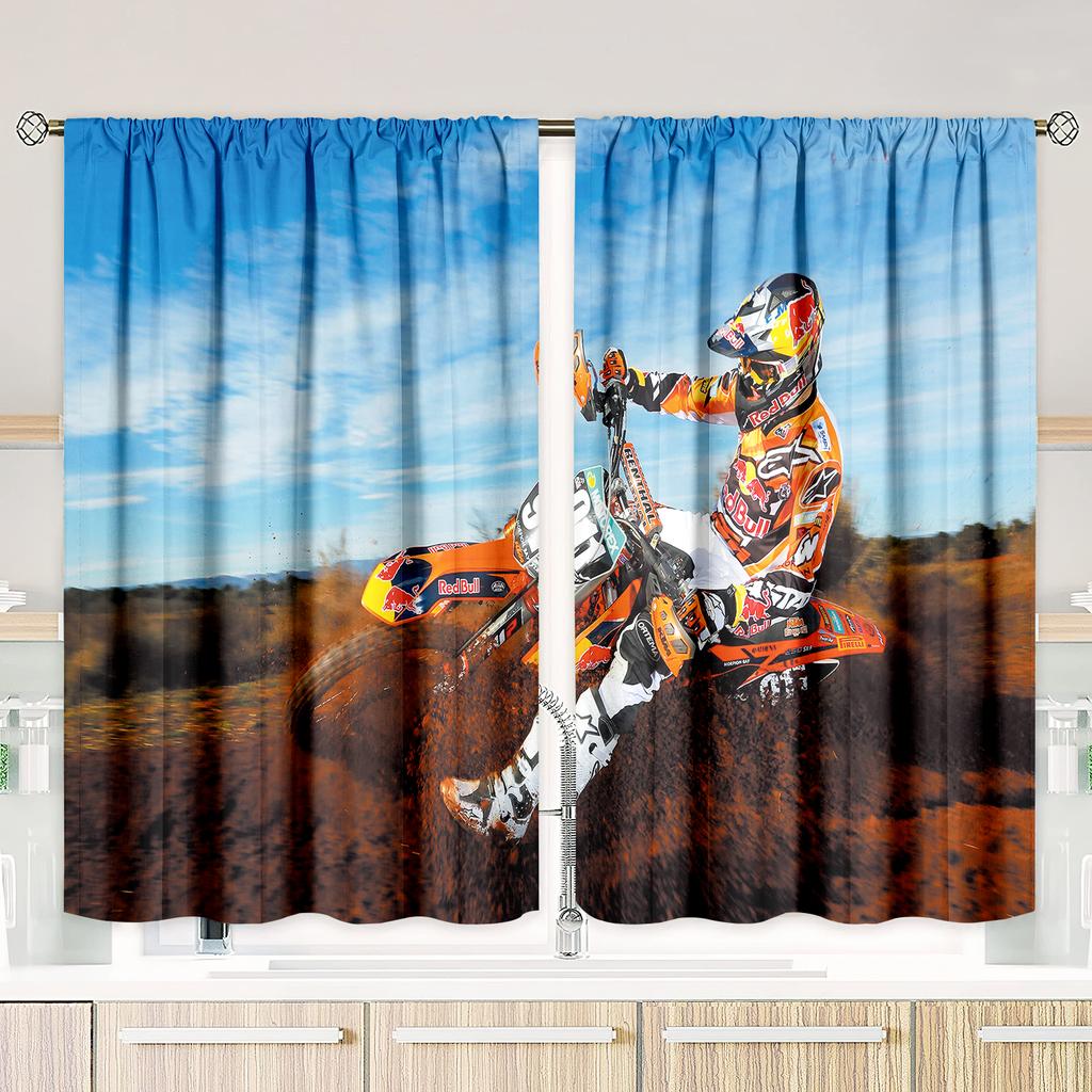 Off-road Motorcycle Pattern Printed Curtains, Christmas Decorations, Bedroom and Living Room, Home Decoration, Room Decoration