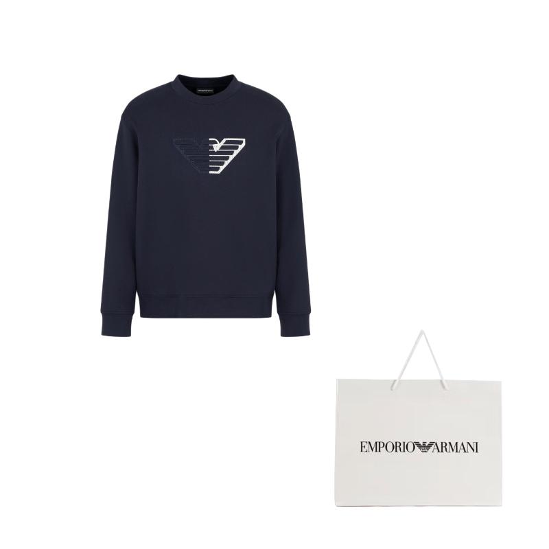 EMPORIO ARMANI Double jersey Sweatshirt With Embossed Oversized Eagle On A Chevron Background 6D1M76-1JHSZ-0920