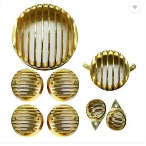 Brass Headlight Indicator Parking & Tail Light Grill Set Fits Royal Enfield