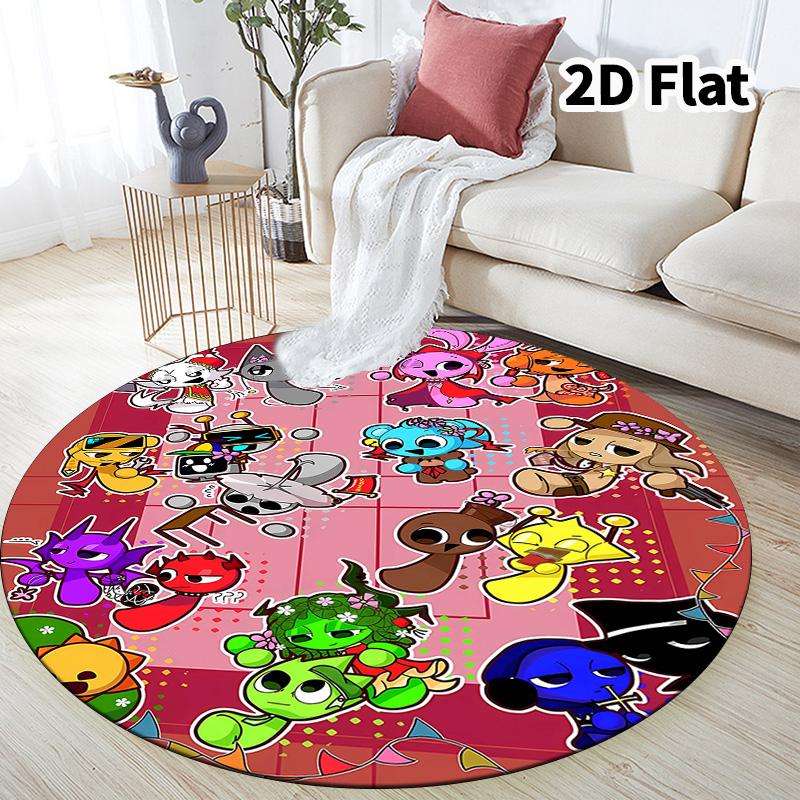 Sprunki Round Area Rug Carpet Rug For Living Room Bedroom Sofa Playroom Decor Nonslip Floor Mat