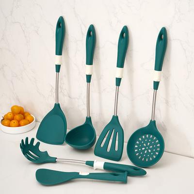 Silicone Soup Spoon Colander Stainless Steel Handle Fried Leakage Shovel Rice Scoop Cooking Utensils