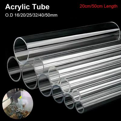 1Pcs 20/50cm Acrylic Tube O.D 16/20/25/32/40/50mm Pipe Fittings Fish Tank Pipe  Aquarium Supplies