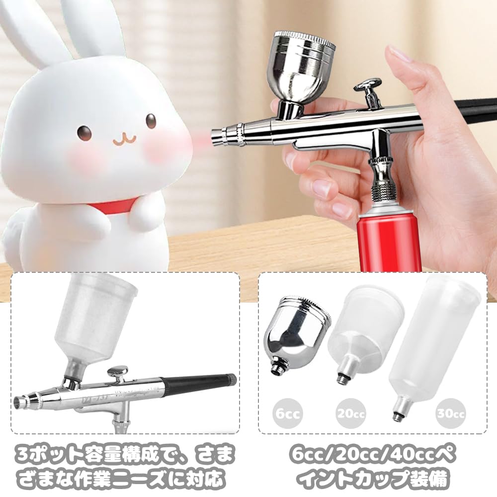 Double-Action Airbrush, 0,5 mm Durchmesser, mit integriertem Airbrush-Becher, zum Spritzlackieren und Bemalen von Plastikmodellen