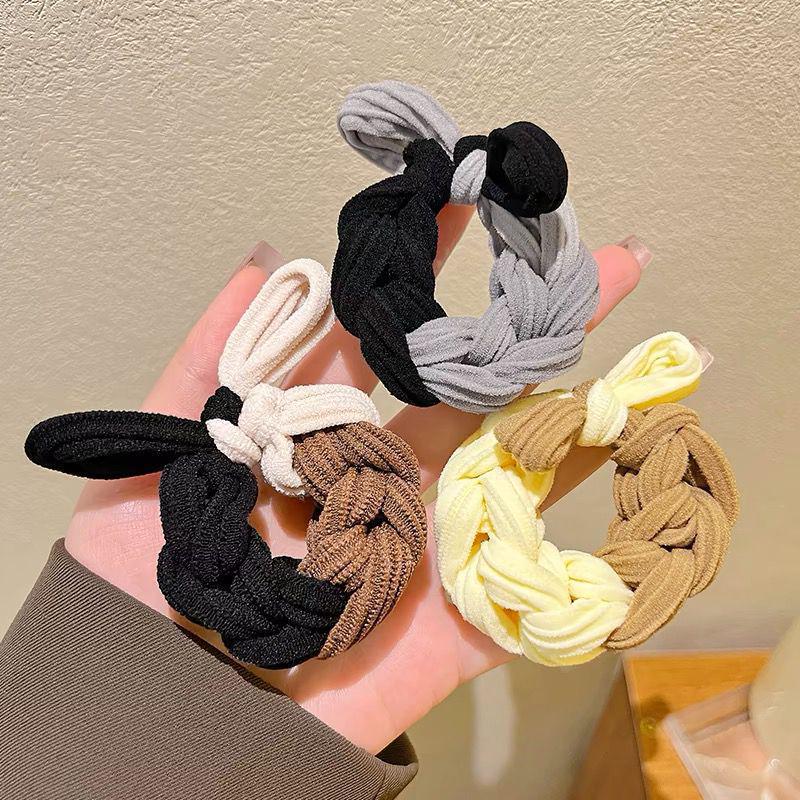 Korean Style Knitted Bow Hair Tie - High Elastic Ponytail Holder