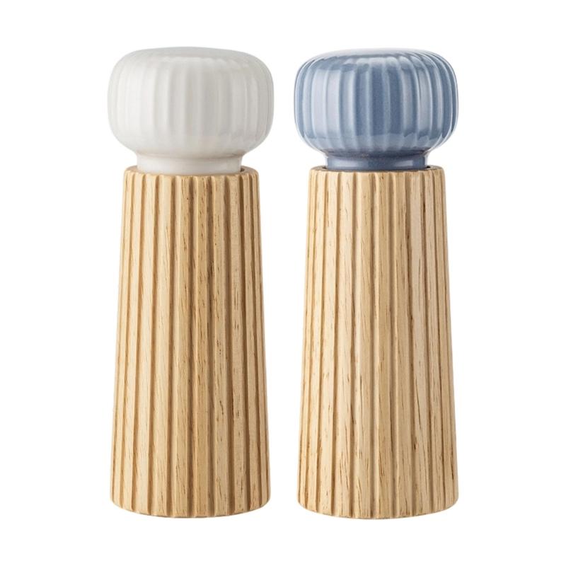 Macinapepe Macina Sale in Legno con Meccanismi Ceramici per Cucina, Conservazione Spezie e Macinatura Condimenti, Bottiglia