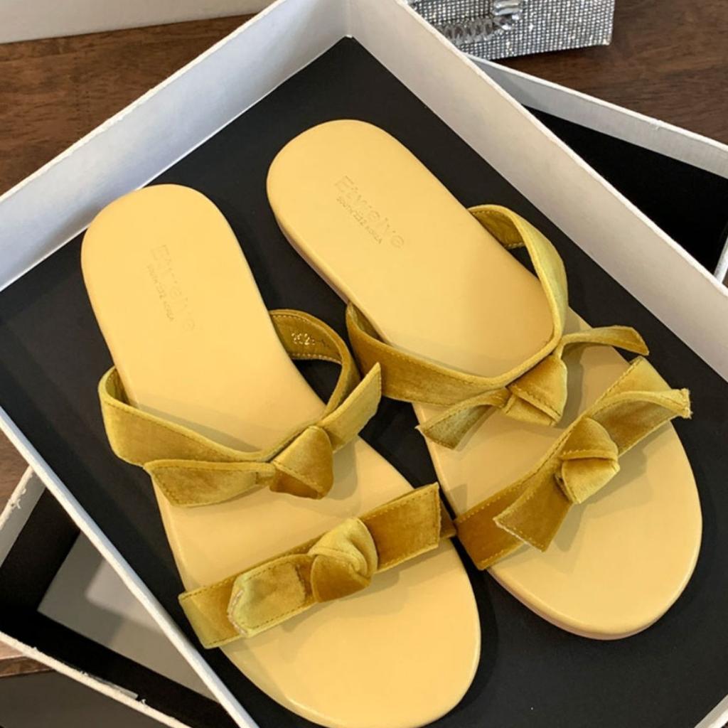 Women's Flat Slippers Summer Hundred Bowknot Soft Bottom Slippers
