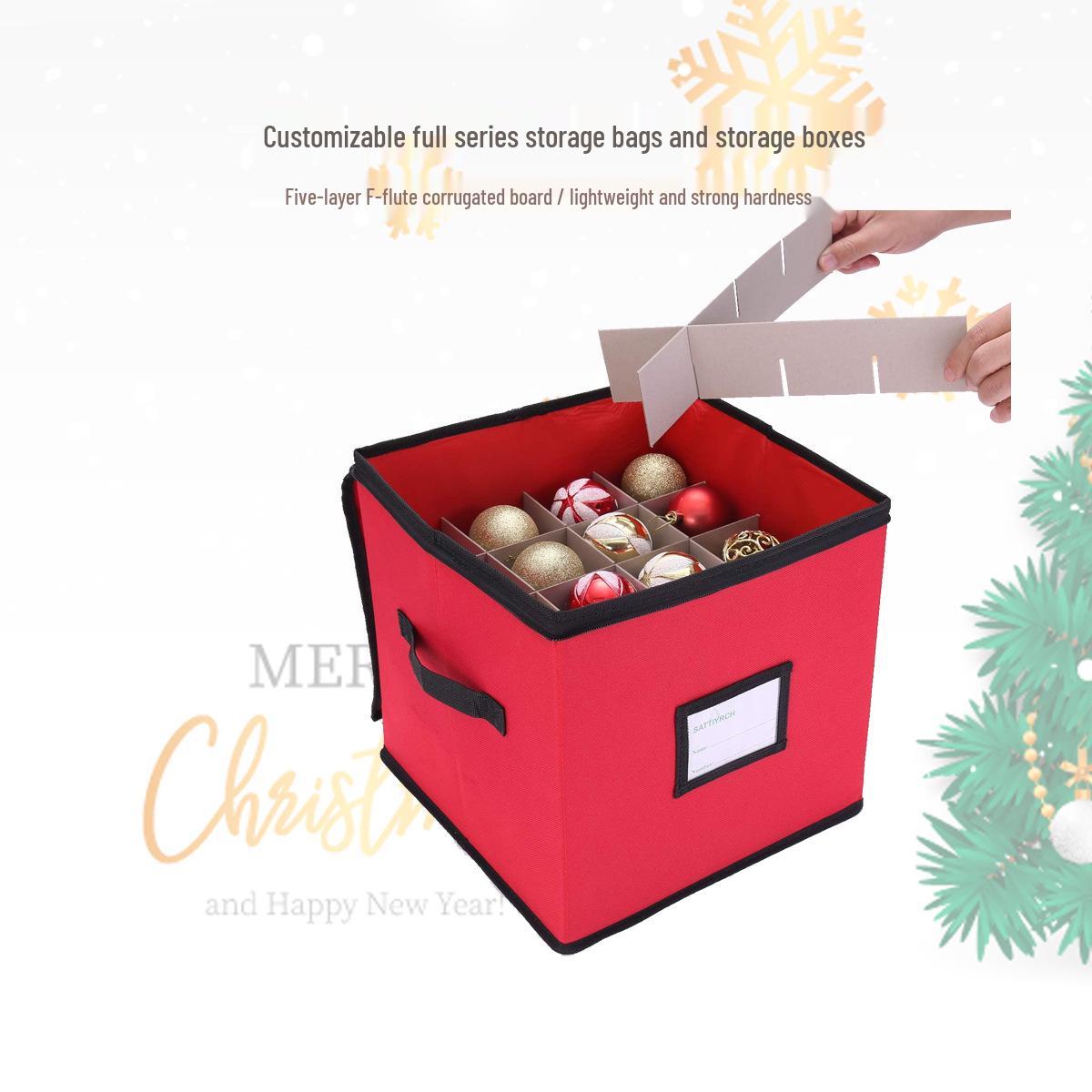 

Multifunctional Foldable Christmas Ornament Storage Box with 64 Grids 30x30x30 cm